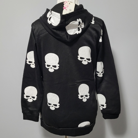 NWT Skull Hoodie, Black zip up‎ - Picture 2 of 8
